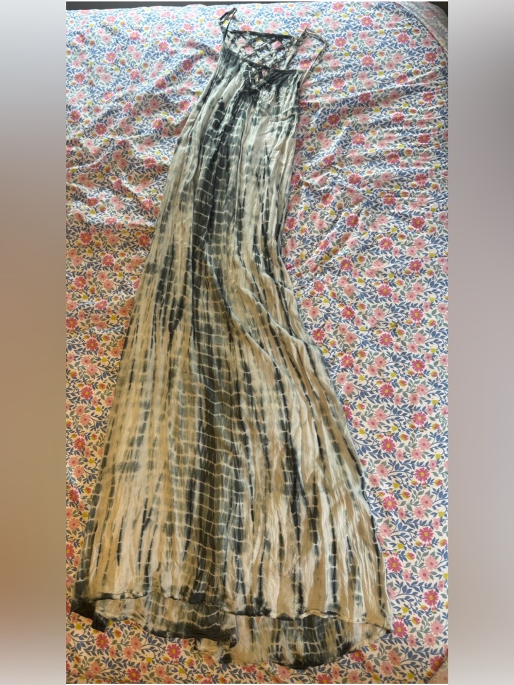 Raviya Black and Cream Tie-Dye Strap Maxi Dress